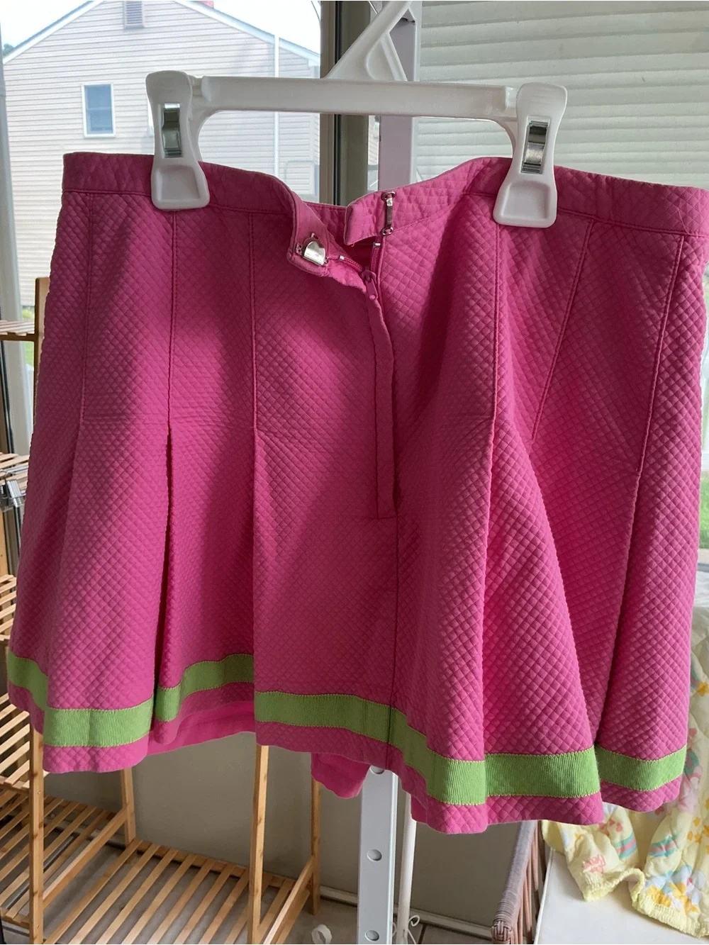 Lilly Pulitzer Pink Skater Mini Skirt with Lime Accent